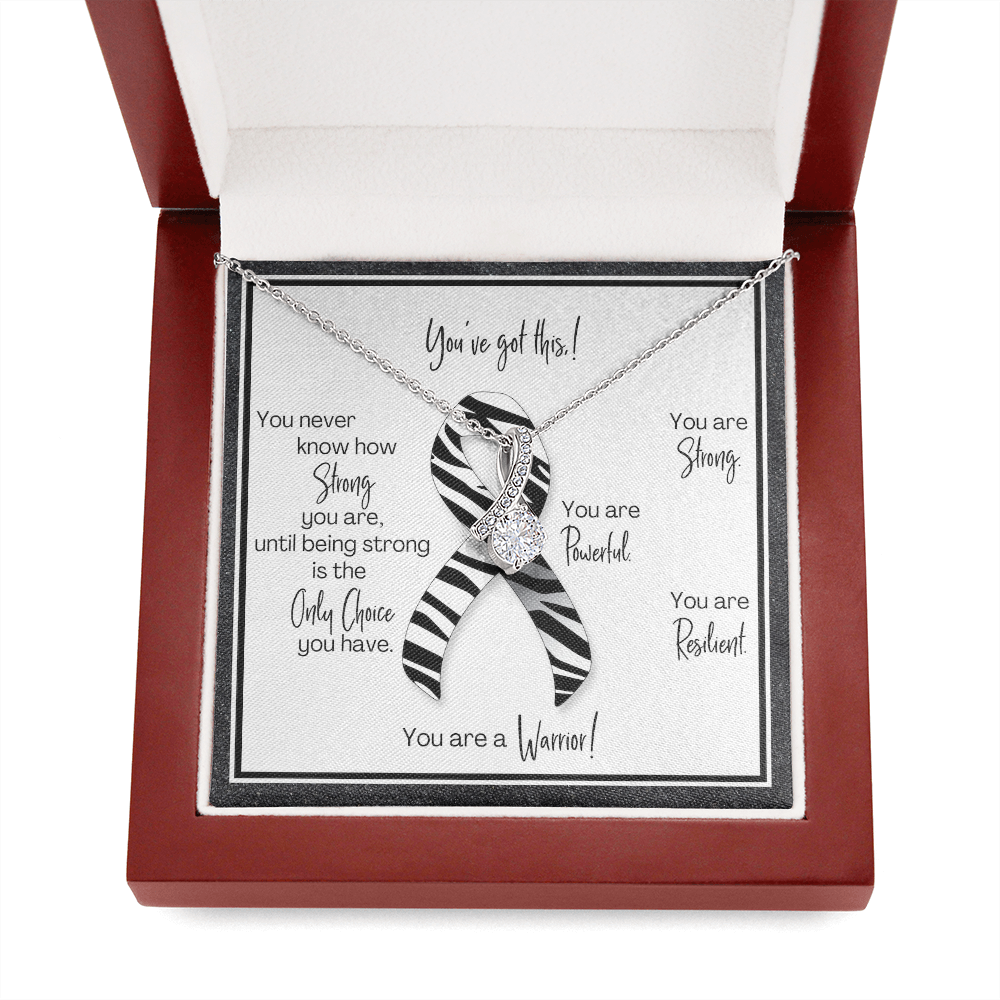 Carcinoid Cancer Warrior | Ribbon Necklace | Gift for Support, Survivor, Fighter