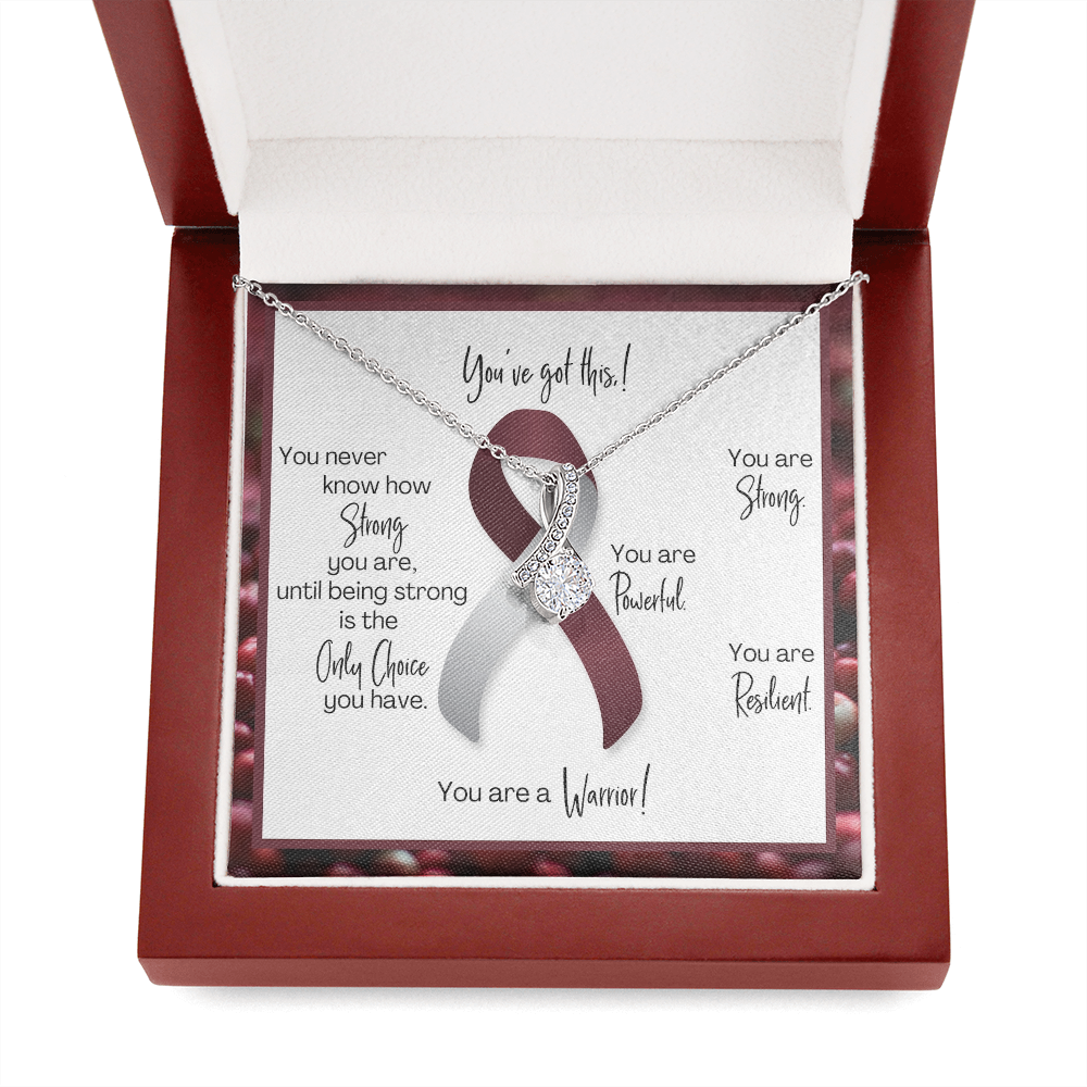 Head and Neck Cancer Warrior | Ribbon Necklace | Gift for Support, Fighter, Survivor