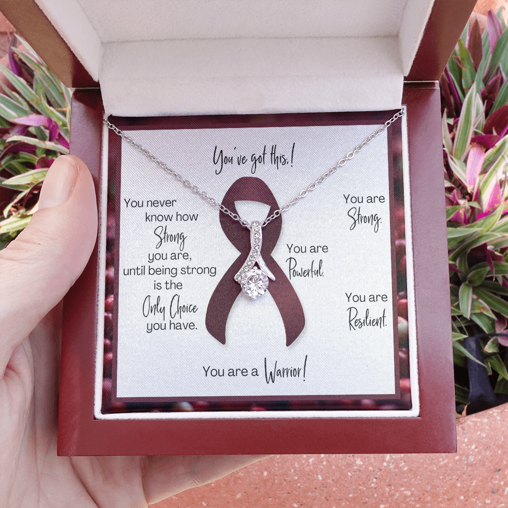 Multiple Myeloma Warrior | Ribbon Necklace | Gift for Blood Cancer Support, Fighter, Survivor