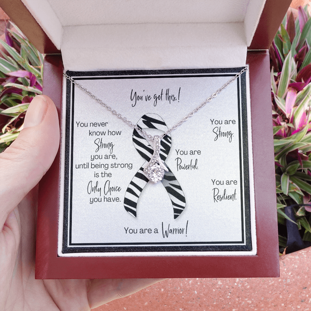 Carcinoid Cancer Warrior | Ribbon Necklace | Gift for Support, Survivor, Fighter