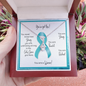 Ovarian Cancer Warrior | Ribbon Necklace | Gift for Survivor, Fighter, Support