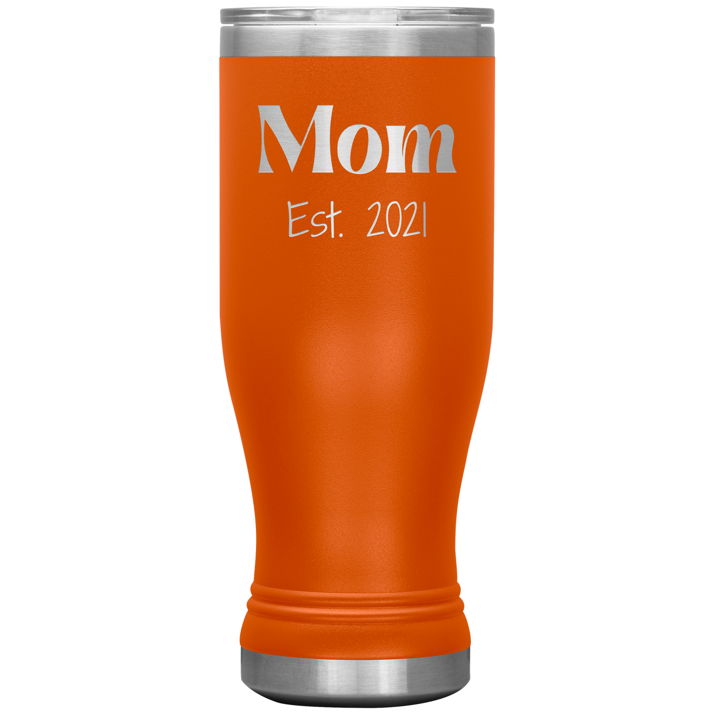 "Mom Est. 2021" Insulated Stainless Steel Boho Tumbler with Lid
