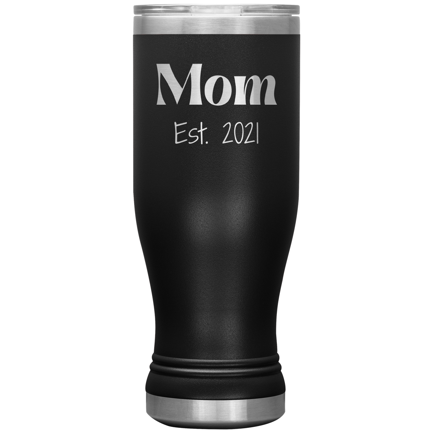 "Mom Est. 2021" Insulated Stainless Steel Boho Tumbler with Lid