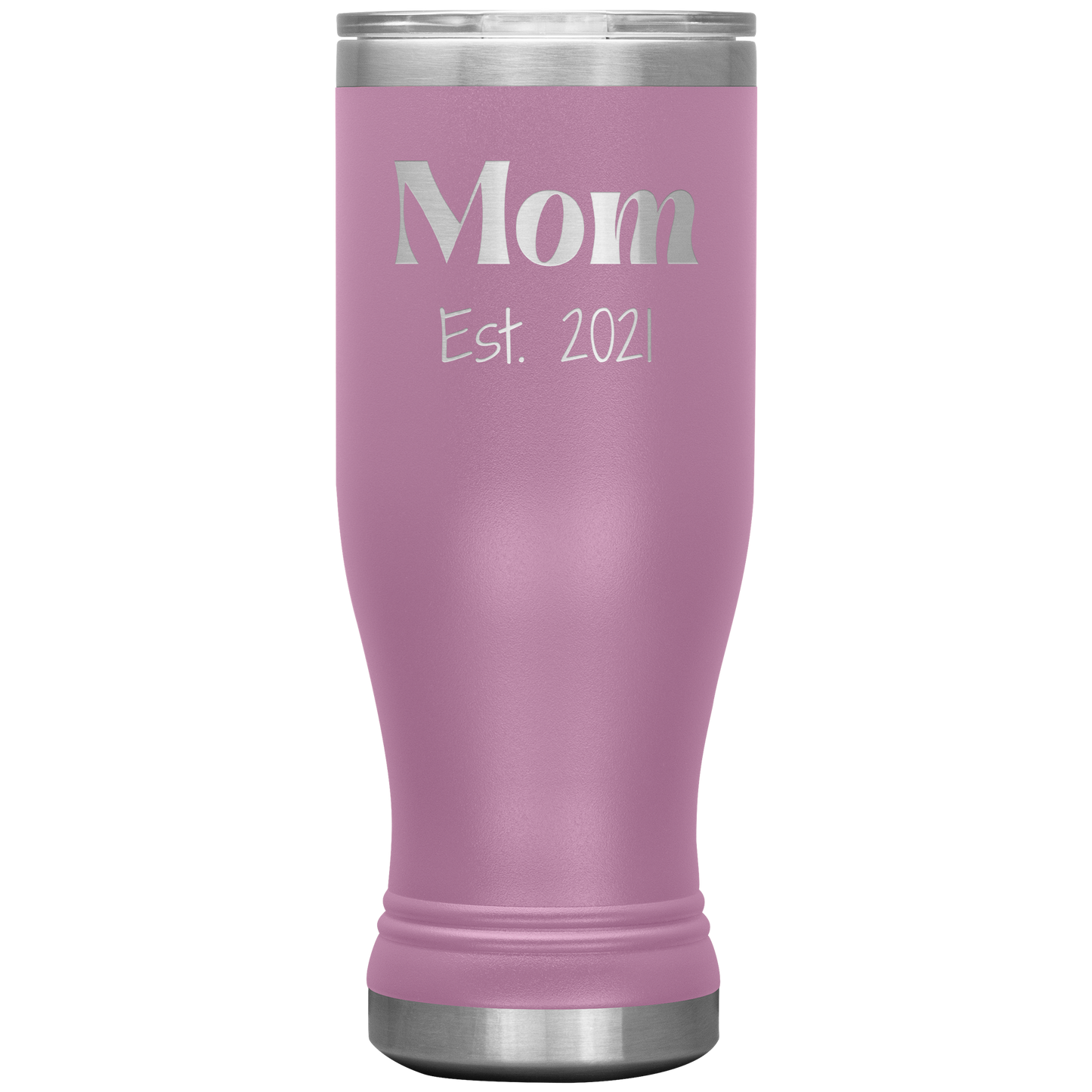 "Mom Est. 2021" Insulated Stainless Steel Boho Tumbler with Lid