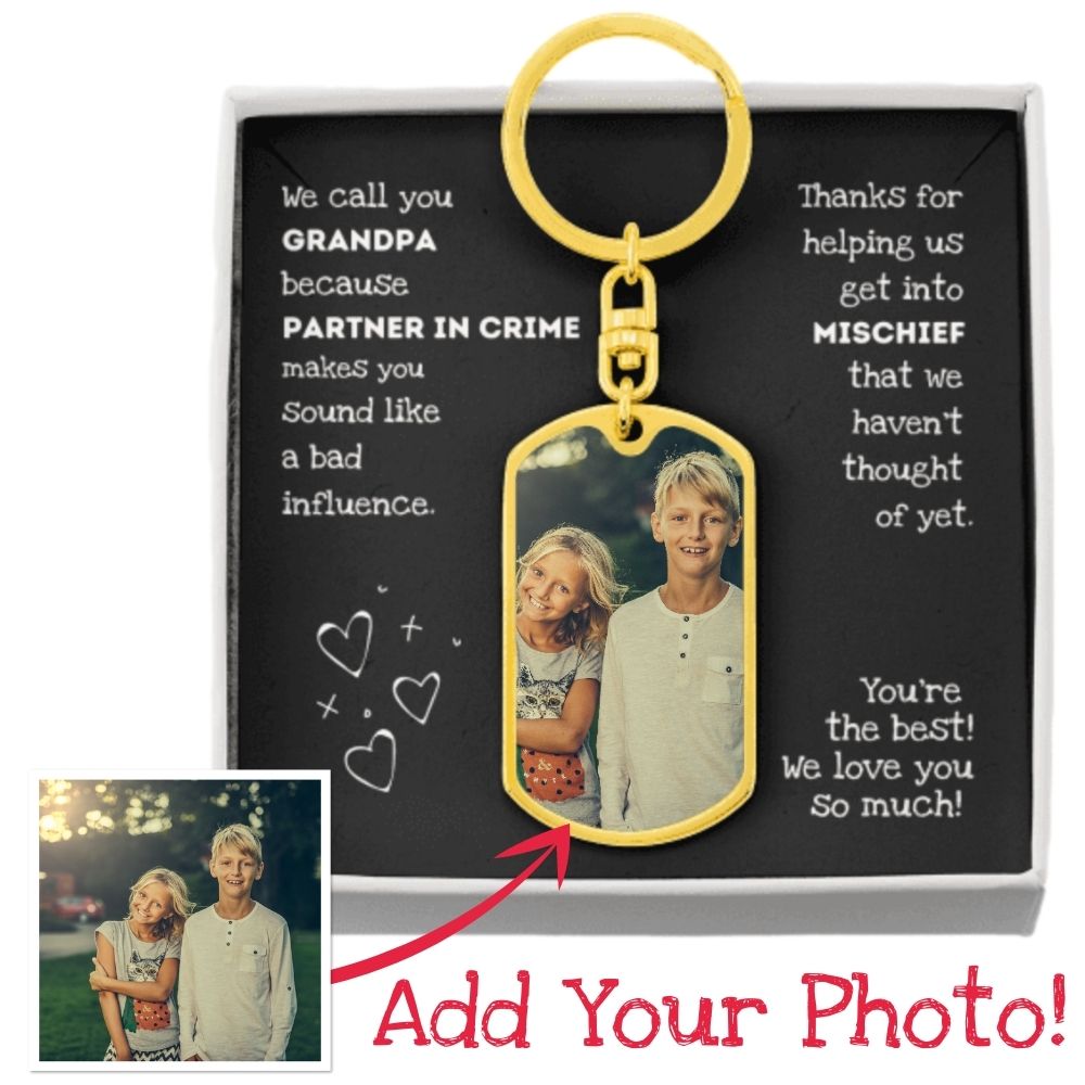 Custom Keychain for Grandpa | Personalized Photo Gift from Grandchildren