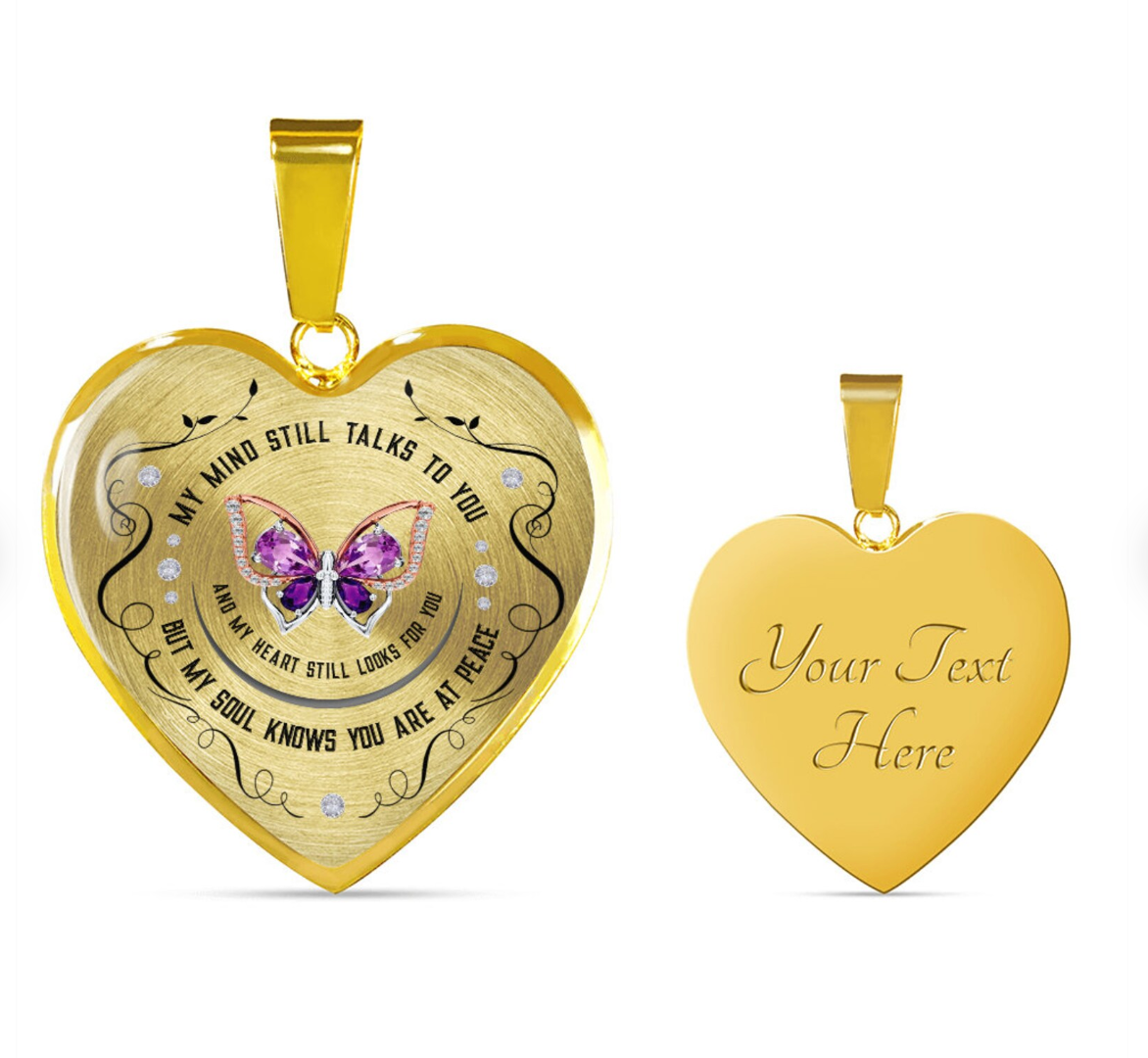 Butterfly Heart Pendant Remembrance Necklace | Loss of Loved One Memorial Gift