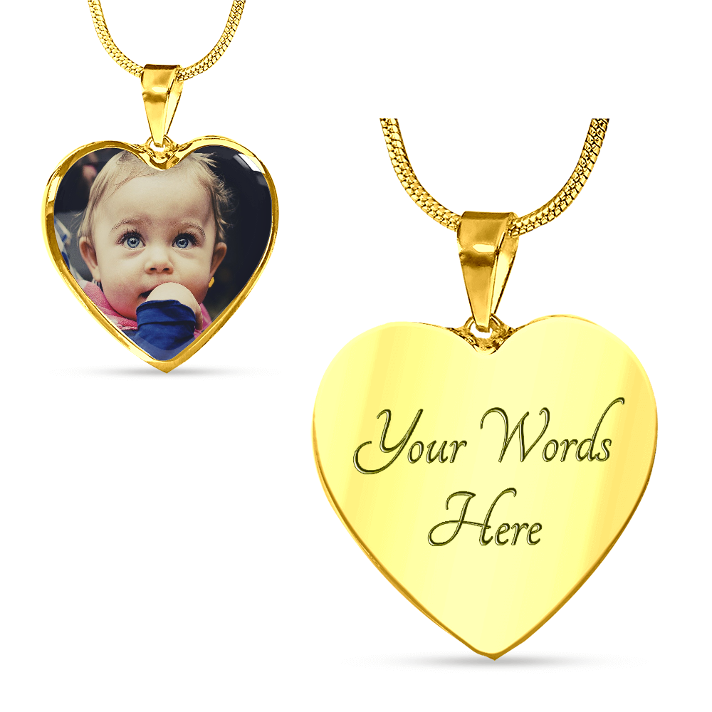 Photo Gift for Mom | I Love You to the Moon and Back | Custom Photo Heart Pendant Necklace