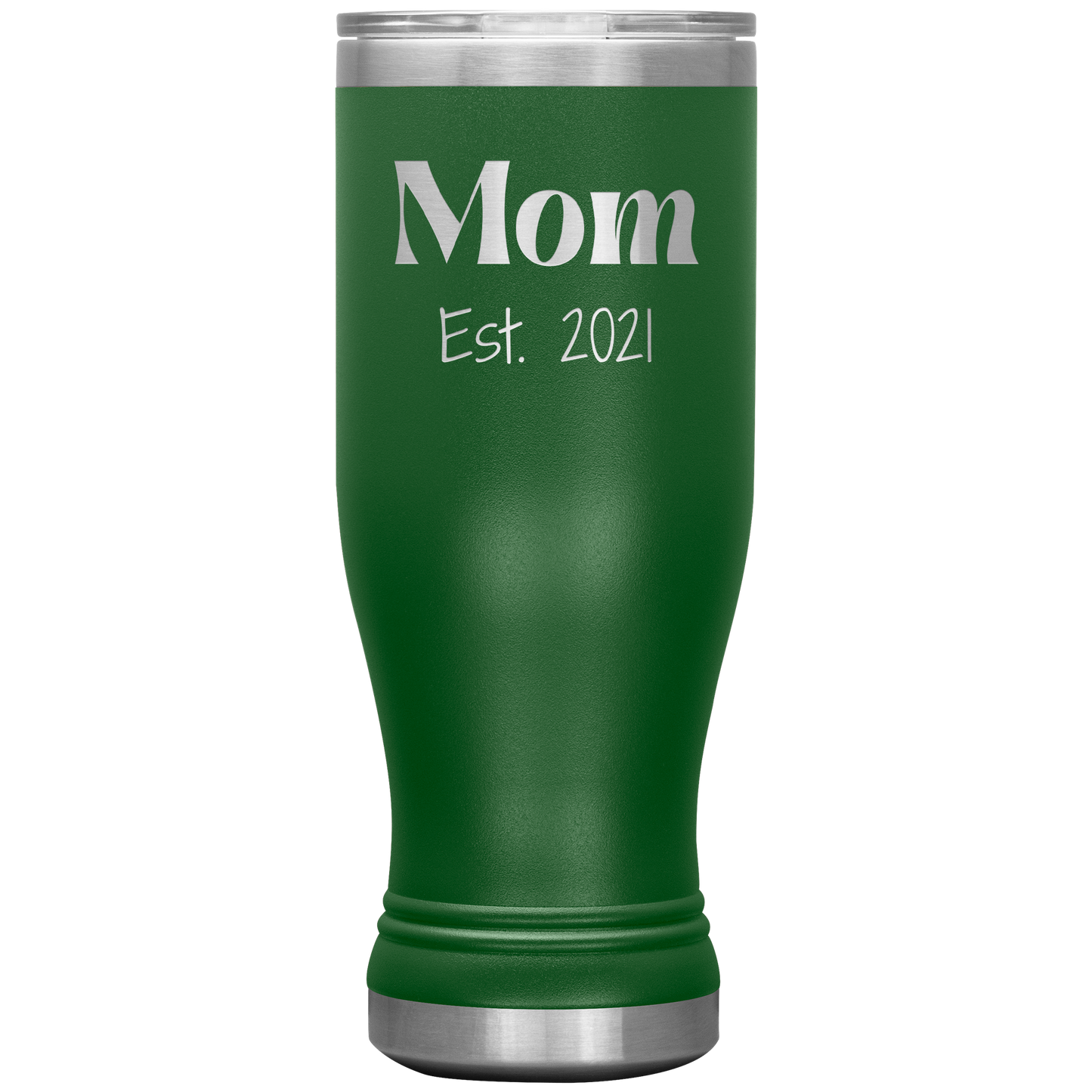 "Mom Est. 2021" Insulated Stainless Steel Boho Tumbler with Lid