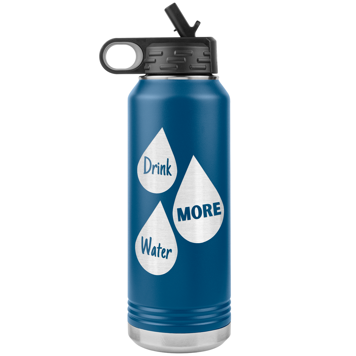 "Drink More Water" 32 oz. Insulated Stainless Steel Water Bottle with Flip Top Lid & Built-in Straw