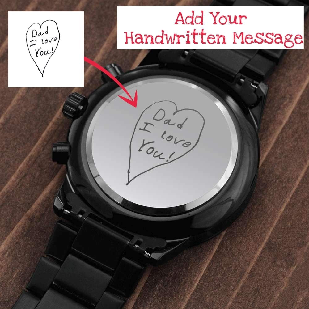 Personalized Watch for Men | Handwritten Gift for Father's Day | Custom Engraved Watch for Dad, Grandpa, Papa, Bonus Dad