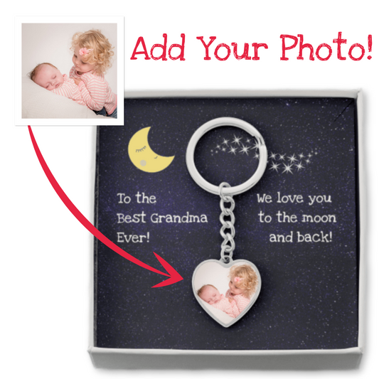 We Love You to the Moon and Back | Gift for Grandma | Custom Photo Keychain