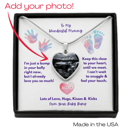 Pregnancy Gift | Ultrasound Photo Upload Heart Pendant