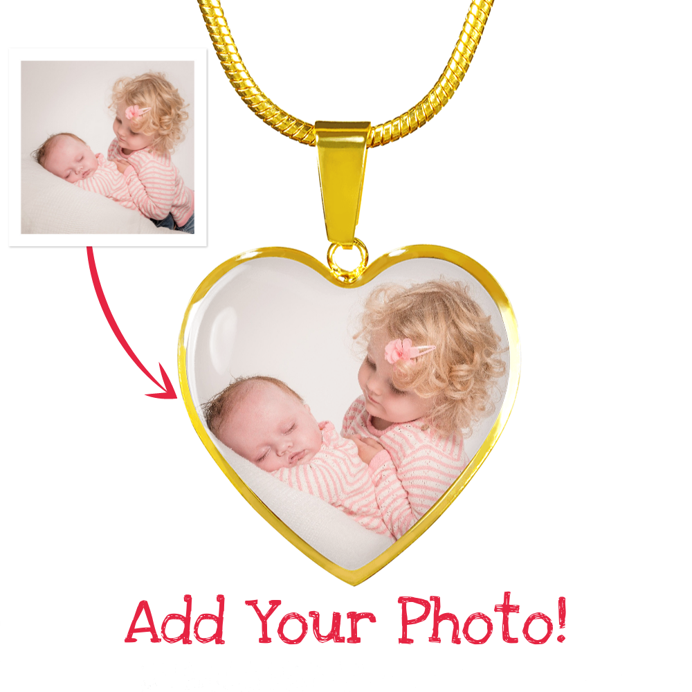 Photo Gift for Mom | We Love You to the Moon and Back | Custom Photo Heart Pendant Necklace