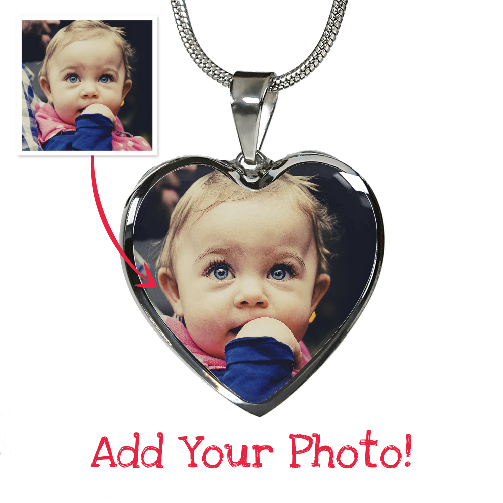 Photo Gift for Mom | I Love You to the Moon and Back | Custom Photo Heart Pendant Necklace