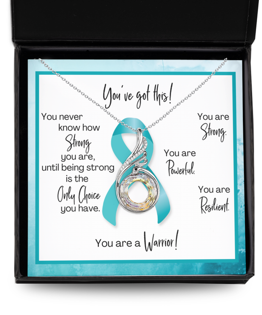 Ovarian Cancer Warrior  | Rising Phoenix Necklace | Gift for Support, Fighter, Survivor