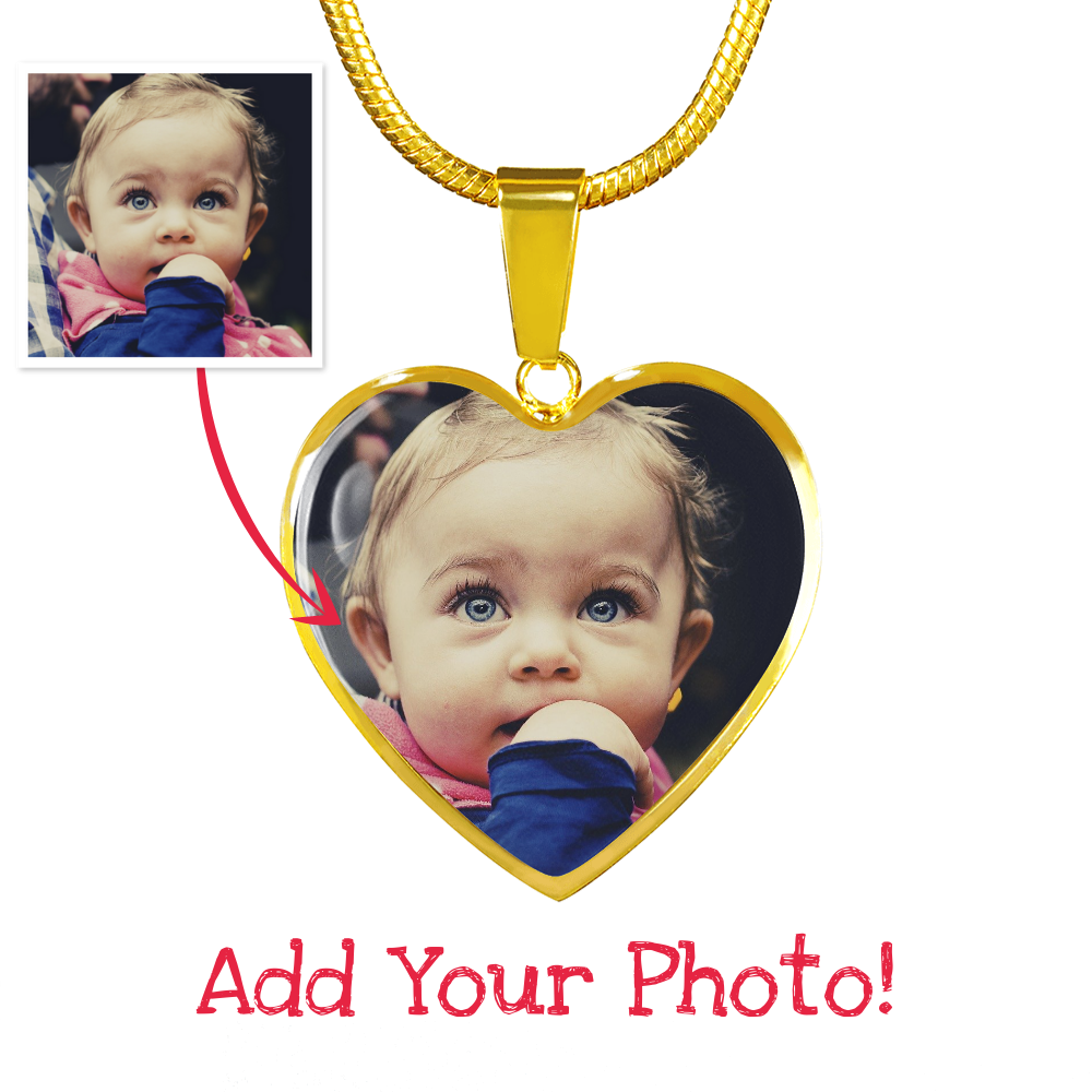 Photo Gift for Mom | I Love You to the Moon and Back | Custom Photo Heart Pendant Necklace