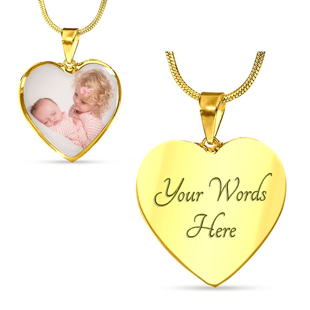 Photo Gift for Mom | We Love You to the Moon and Back | Custom Photo Heart Pendant Necklace