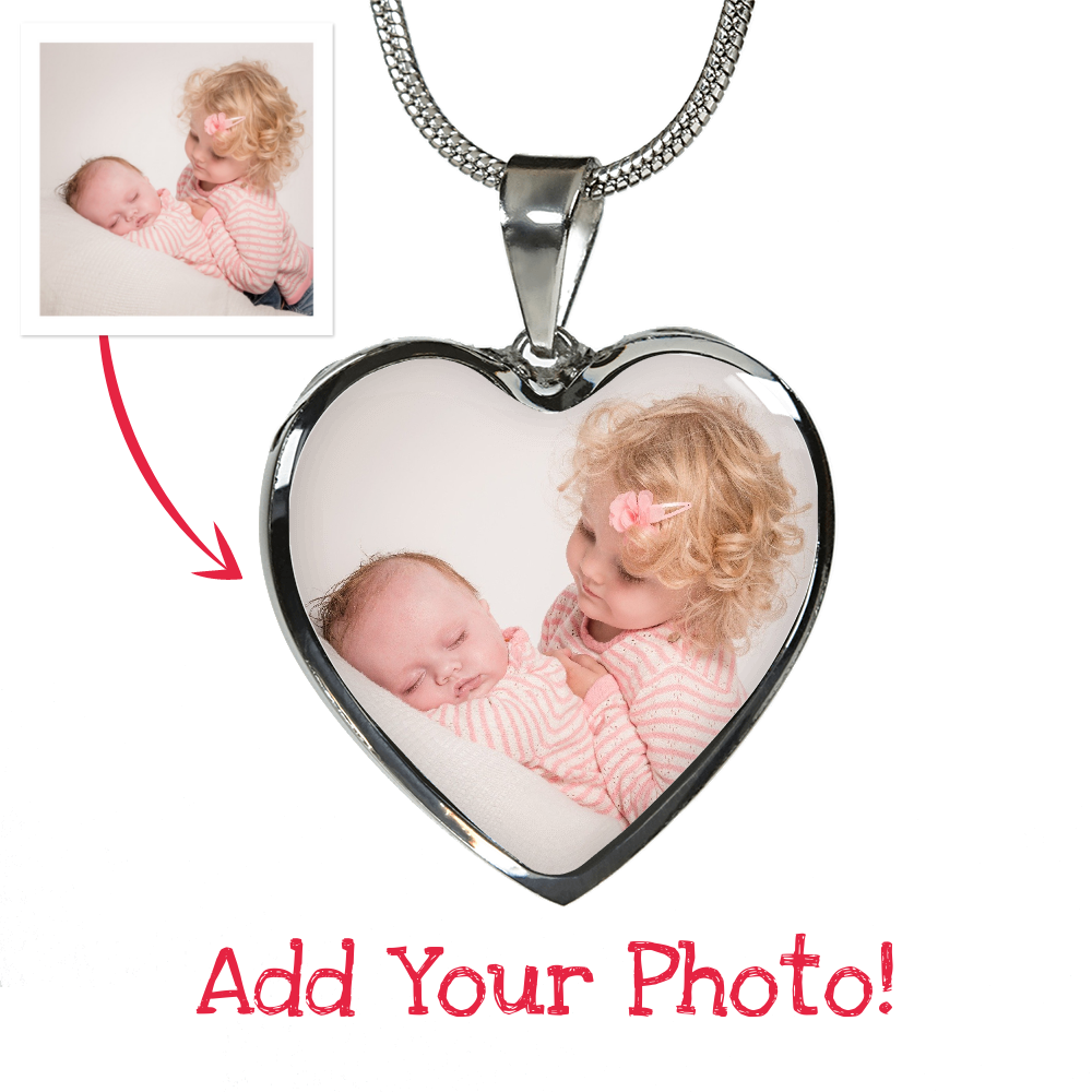 Photo Gift for Mom | We Love You to the Moon and Back | Custom Photo Heart Pendant Necklace