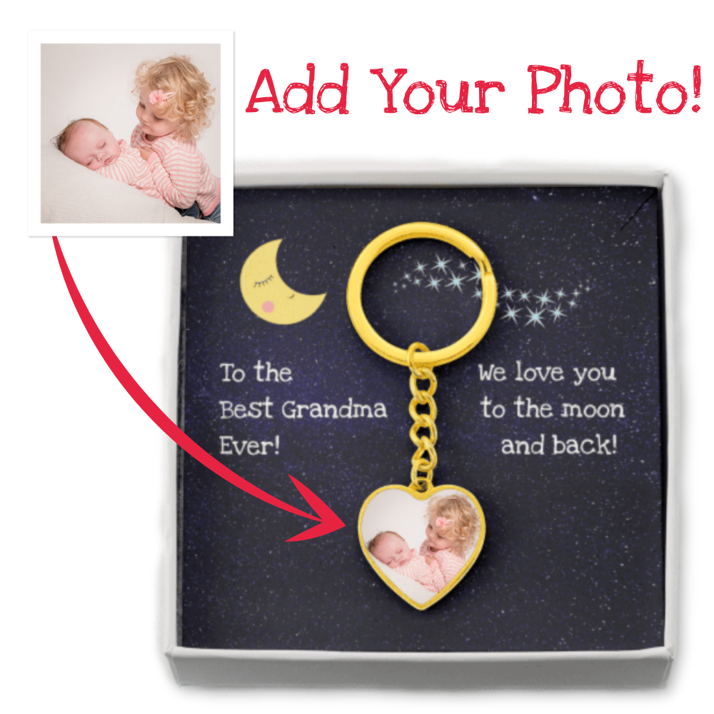 We Love You to the Moon and Back | Gift for Grandma | Custom Photo Keychain