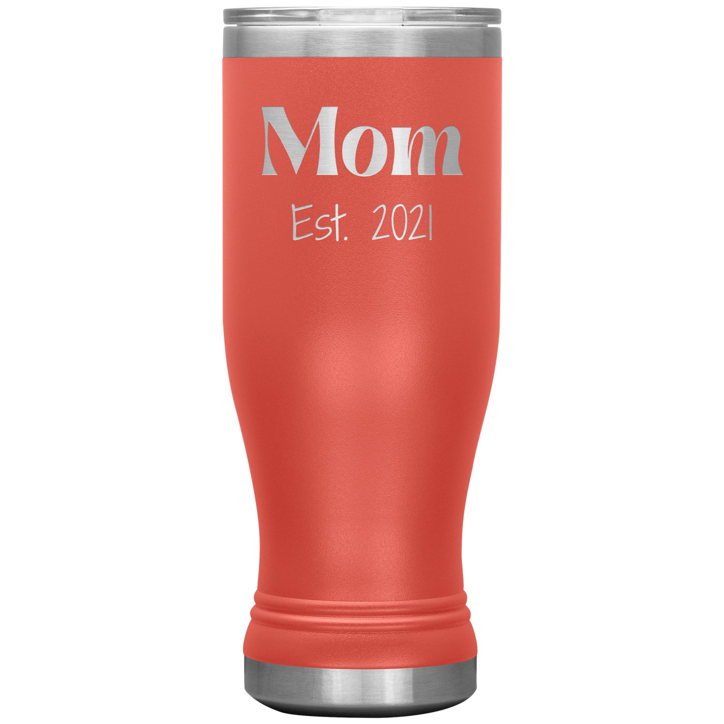 "Mom Est. 2021" Insulated Stainless Steel Boho Tumbler with Lid