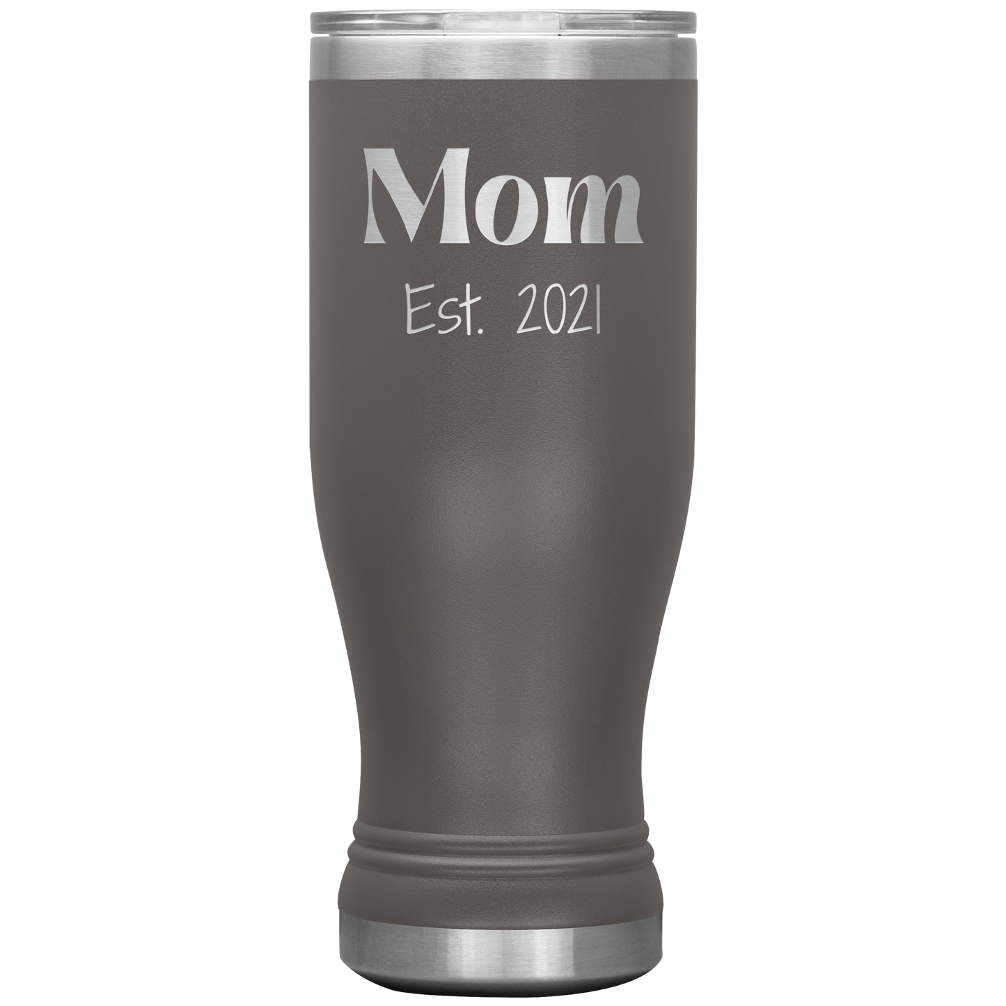 "Mom Est. 2021" Insulated Stainless Steel Boho Tumbler with Lid